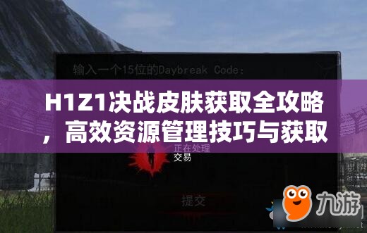 H1Z1决战皮肤获取全攻略，高效资源管理技巧与获取途径详解