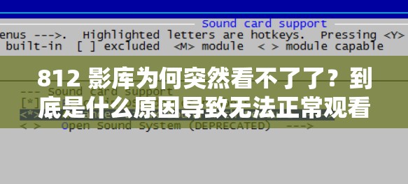 812 影库为何突然看不了了？到底是什么原因导致无法正常观看？