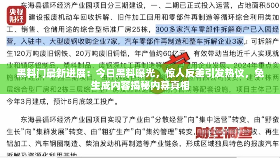 黑料门最新进展：今日黑料曝光，惊人反差引发热议，免生成内容揭秘内幕真相