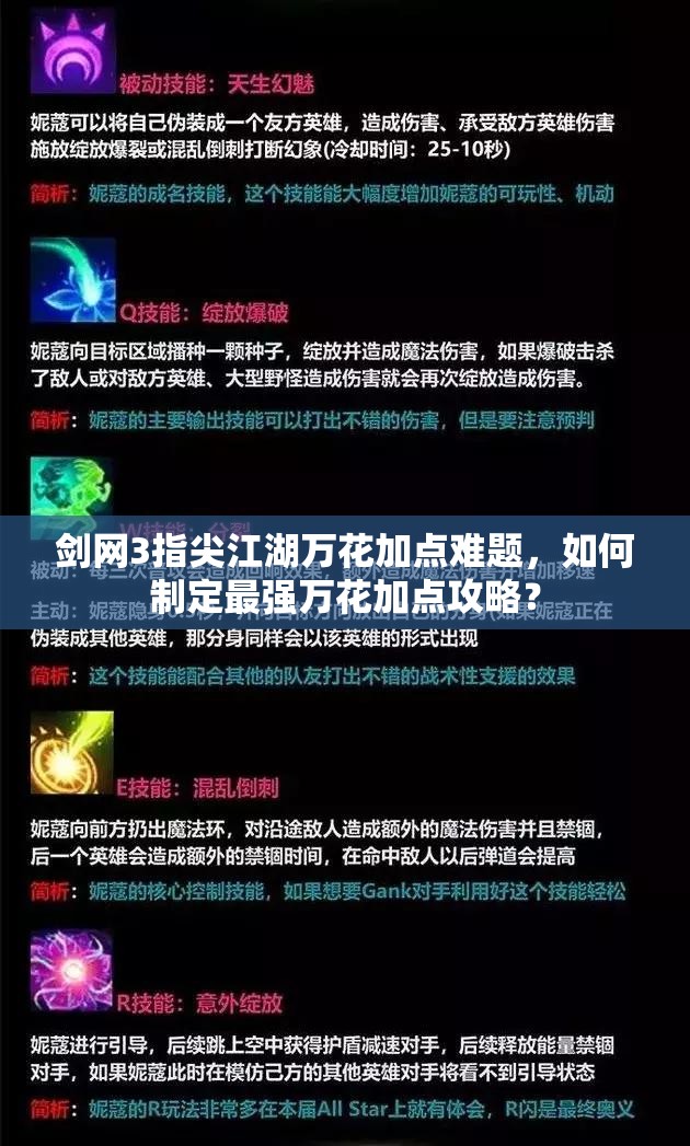 剑网3指尖江湖万花加点难题，如何制定最强万花加点攻略？